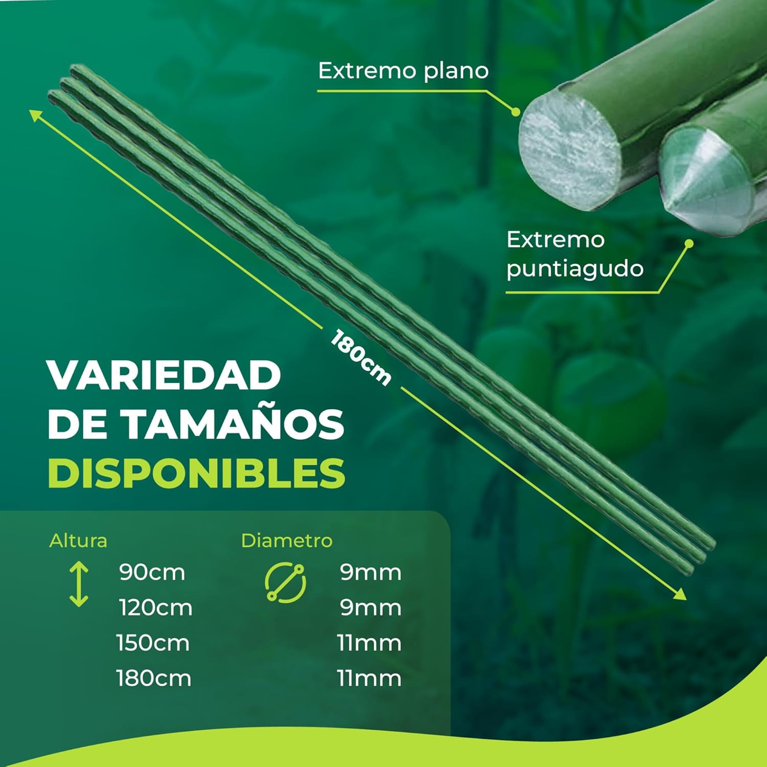 Pack 30 Tutores 180 cm de Acero Recubiertos de PVC - Imagen 5