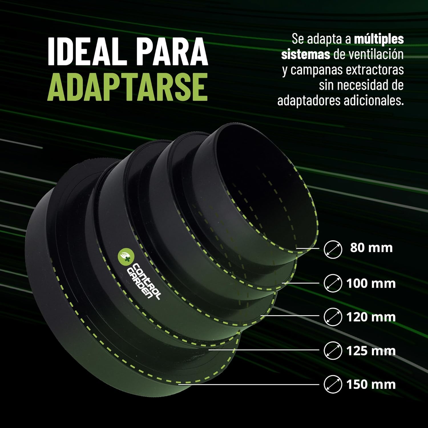 Reductor Negro Universal para Sistemas de Ventilación - Imagen 2