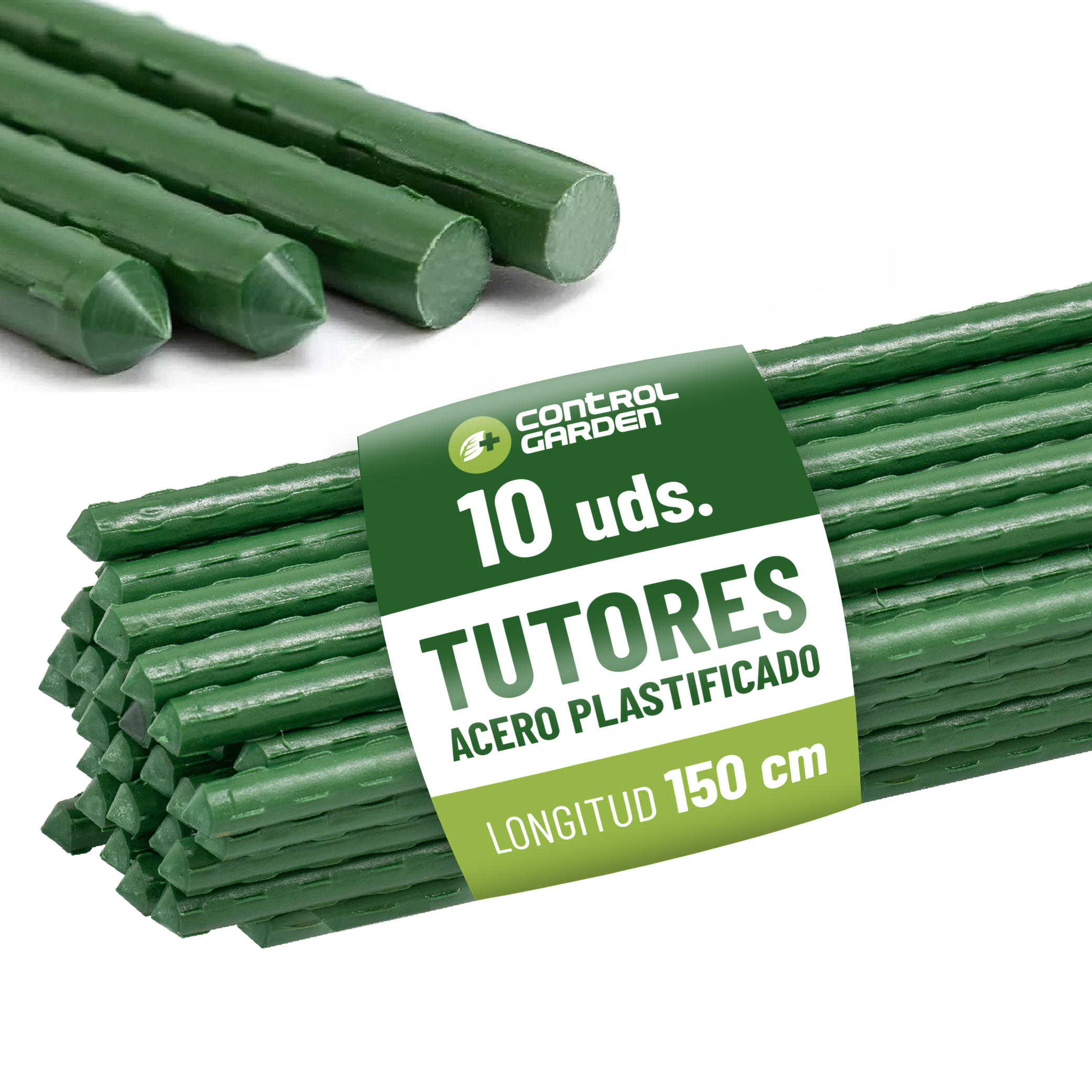 Pack 10 Tutores 150 cm de Acero Recubiertos de PVC
