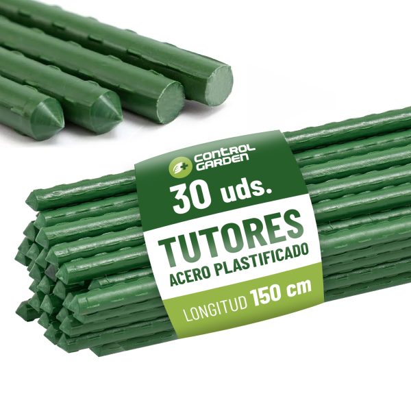 Pack 30 Tutores 150 cm de Acero Recubiertos de PVC